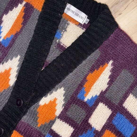Vintage Montre Xerano Geometric Multicoloured Cardigan M - Picture 7 of 8